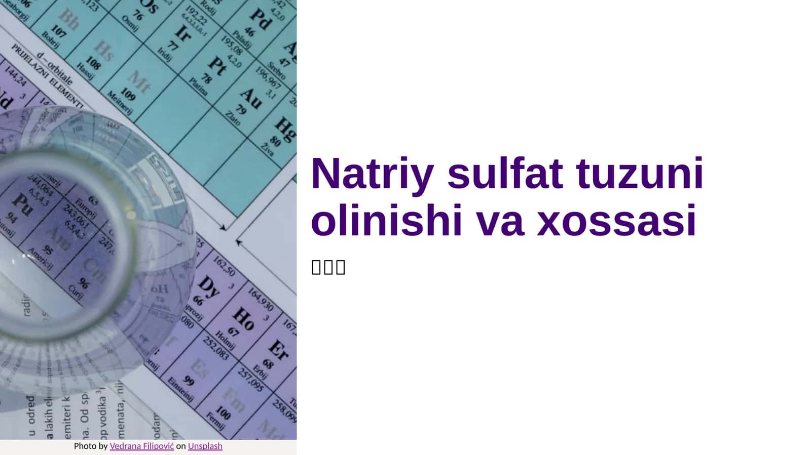 Natriy sulfat tuzuni olinishi va xossasi
