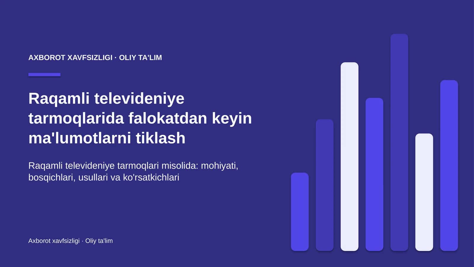 [Raqamli televideniye tarmoqlarida falokatdan keyin ma'lumotlarni tiklash]
