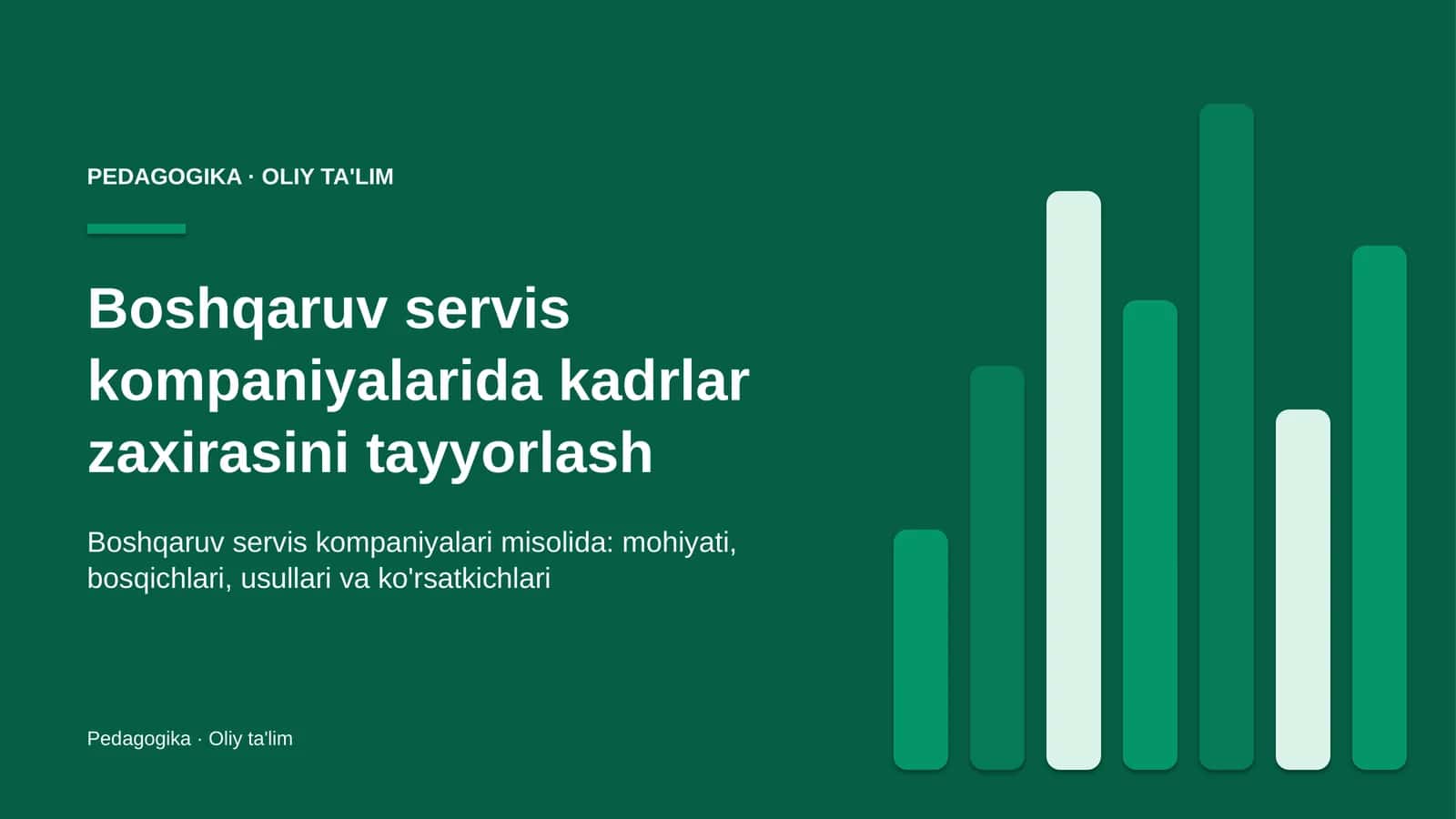 Boshqaruv servis kompaniyalarida kadrlar zaxirasini tayyorlash