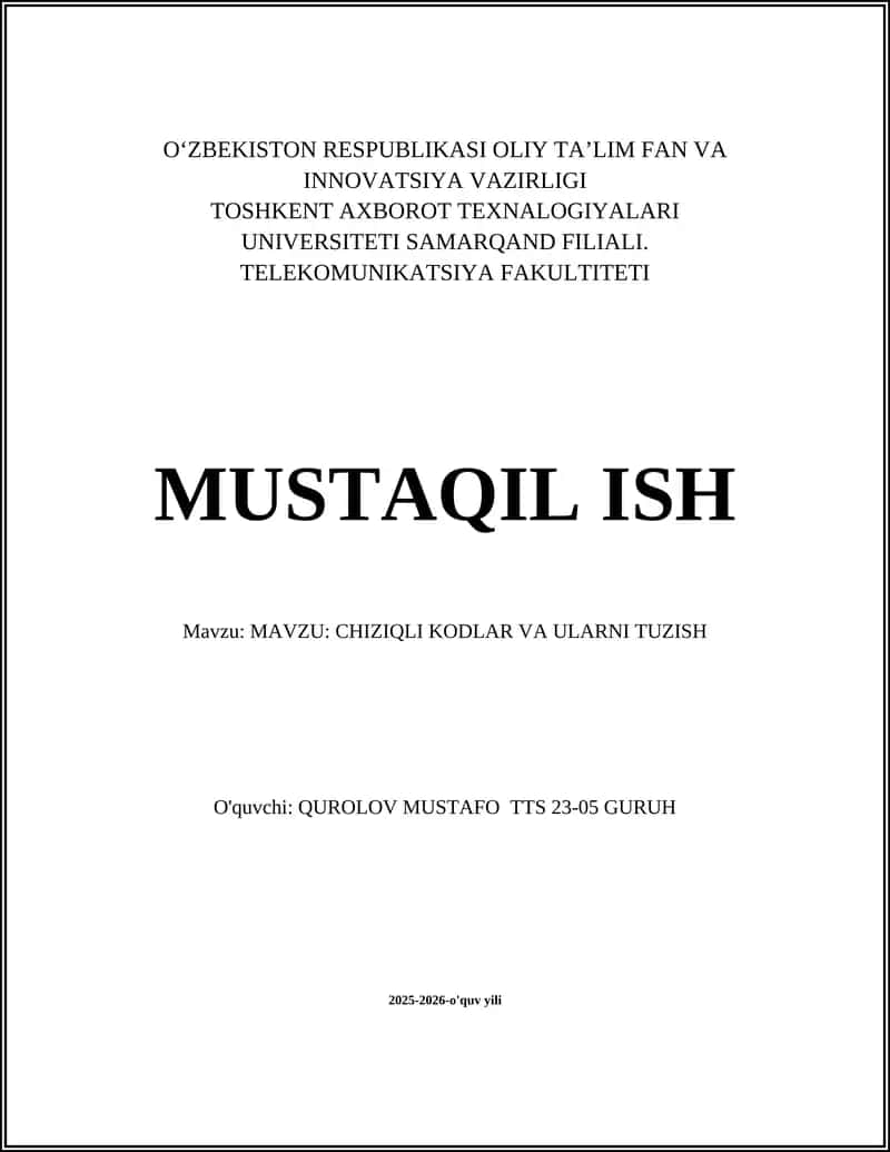 Chiziqli Kodlar va Ularni Tuzish