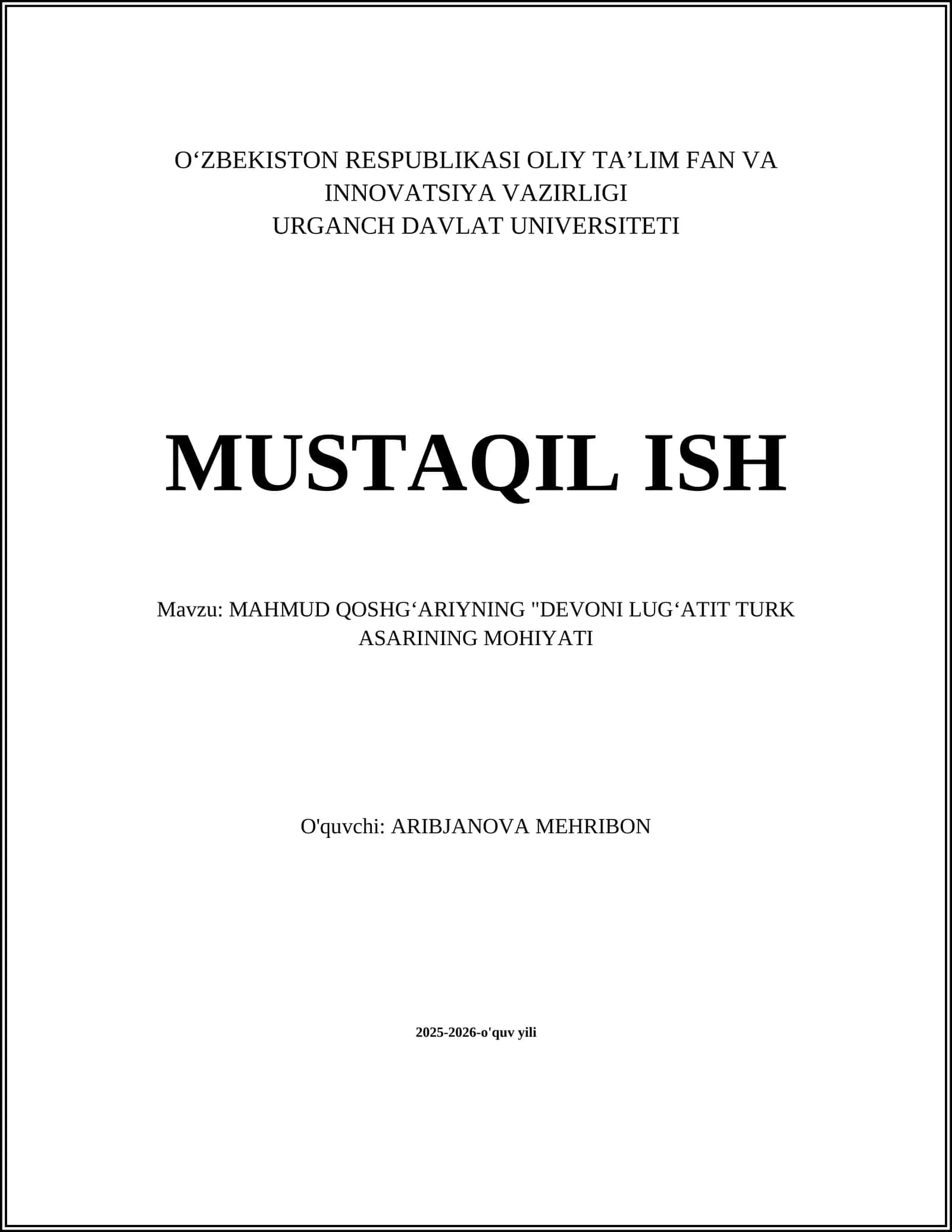Mahmud Qoshgʻariyning "Devoni Lugʻatit Turk" asari