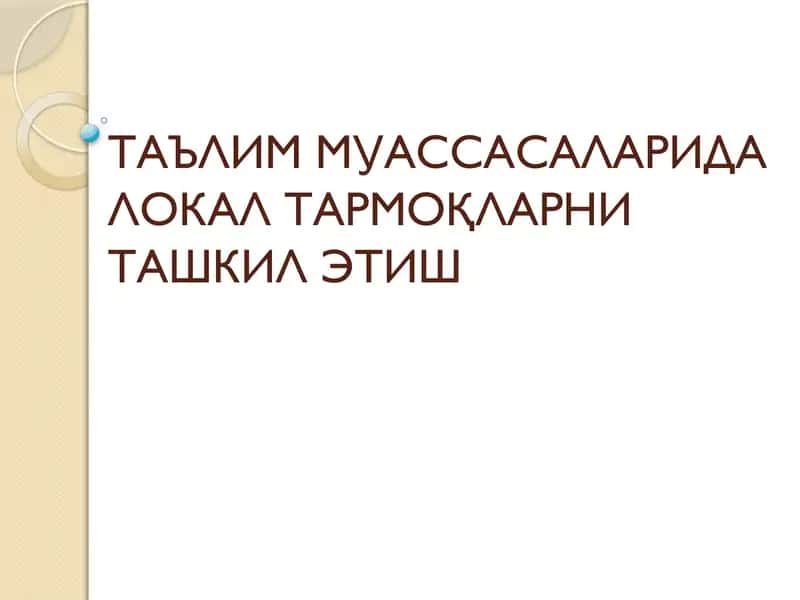 Локал тармоқ тушунчаси