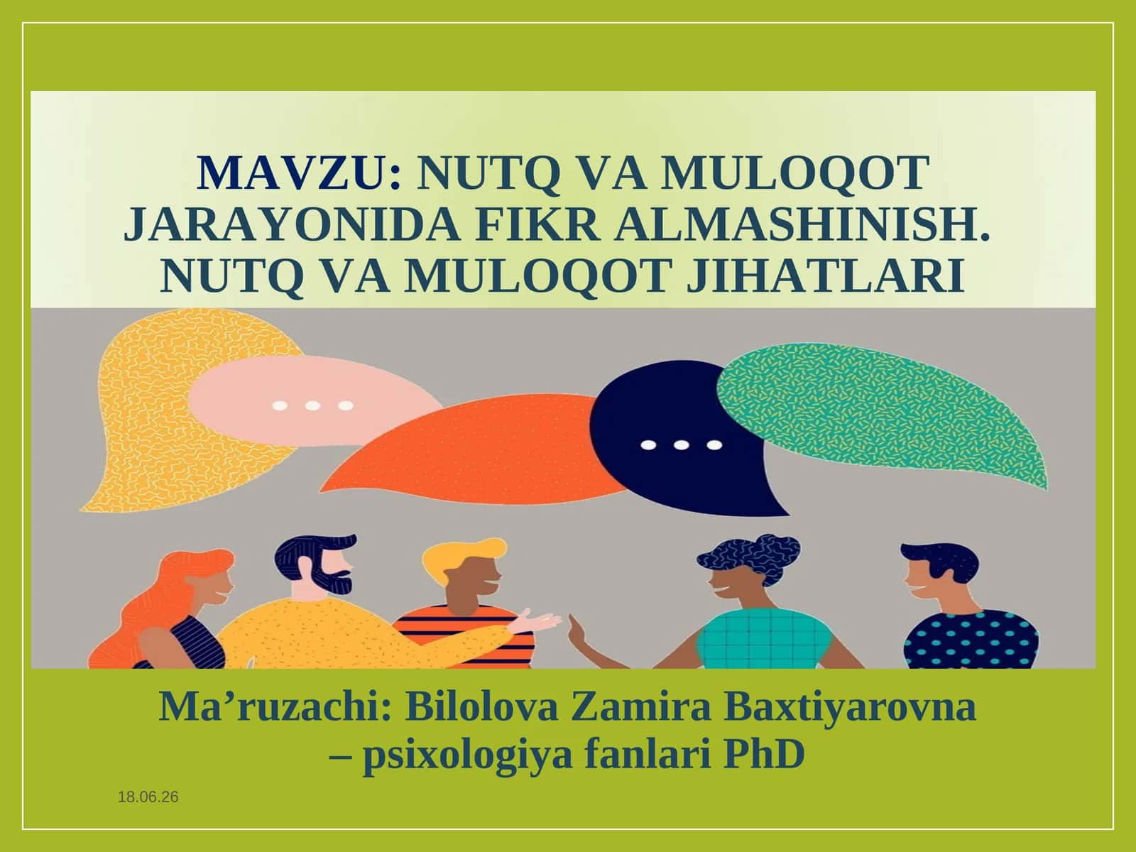 NUTQ VA MULOQOT JARAYONIDA FIKR ALMASHINISH
