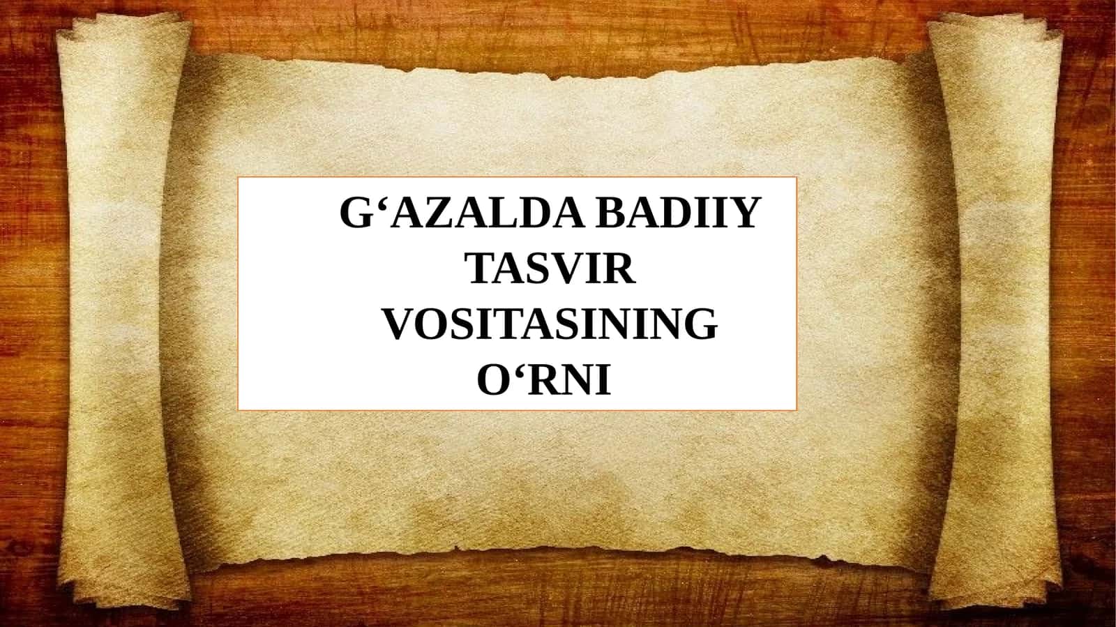 G‘AZALDA BADIIY TASVIR VOSITASINING O‘RNI