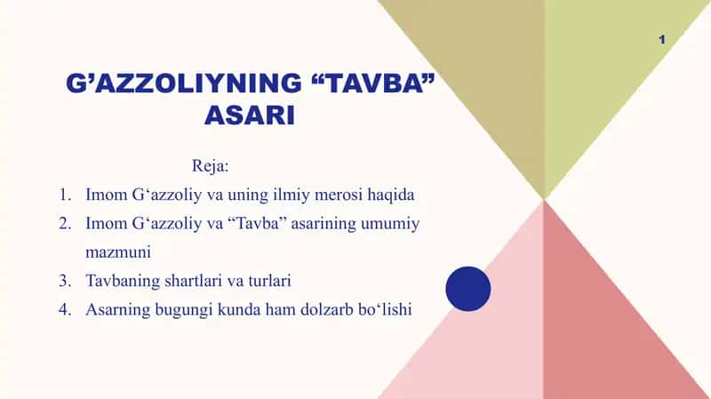 G’azzoliyning “Tavba” asari