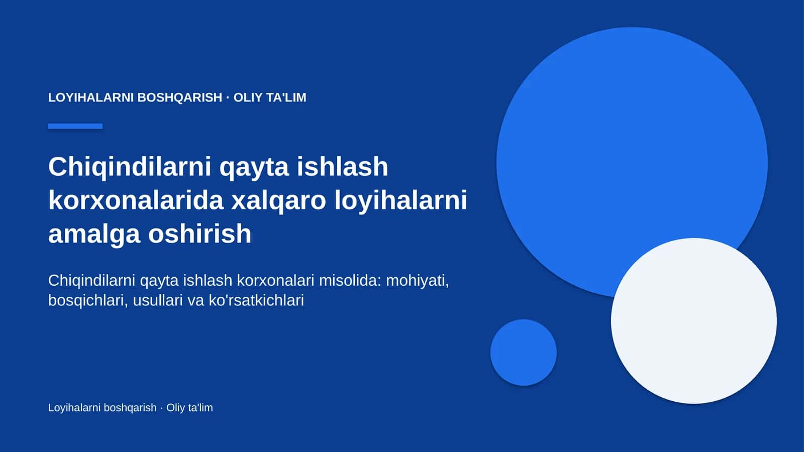 chiqindilarni qayta ishlash korxonalarida xalqaro loyihalarni amalga oshirish 2455