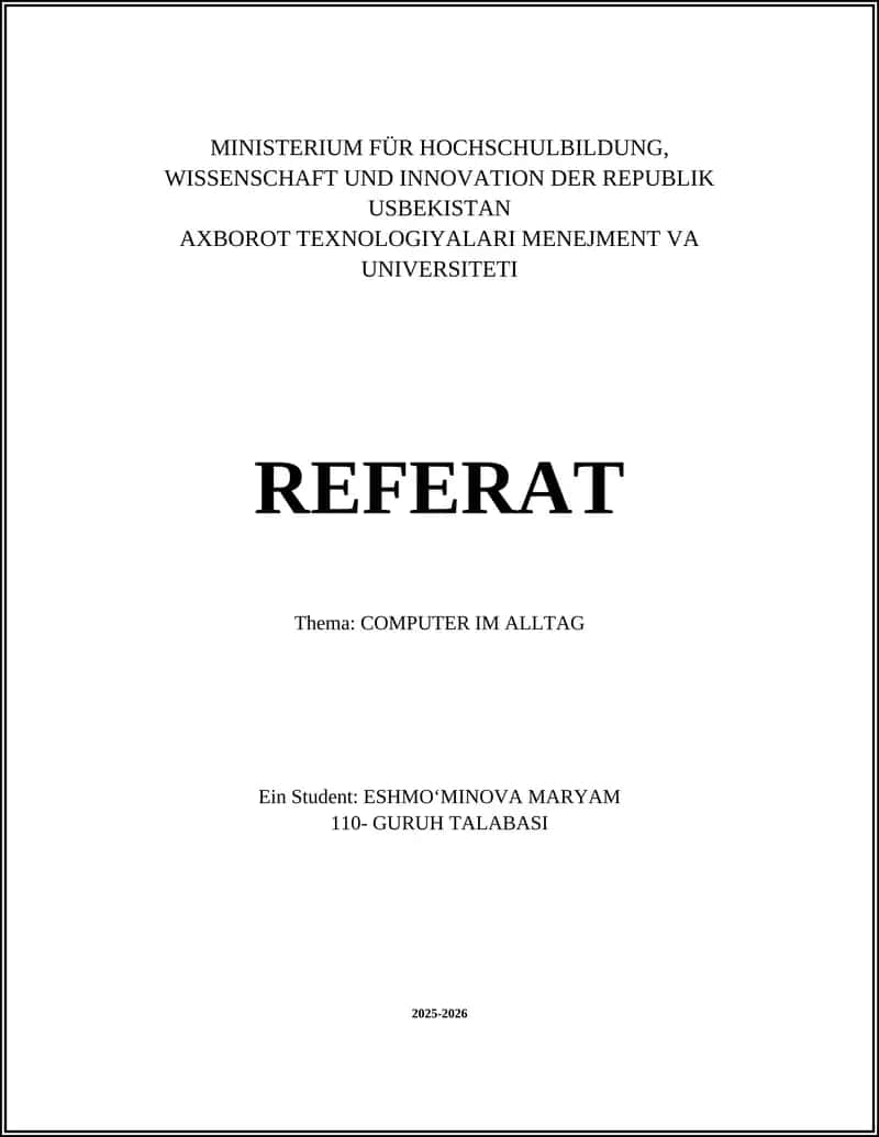 REFERAT: COMPUTER IM ALLTAG