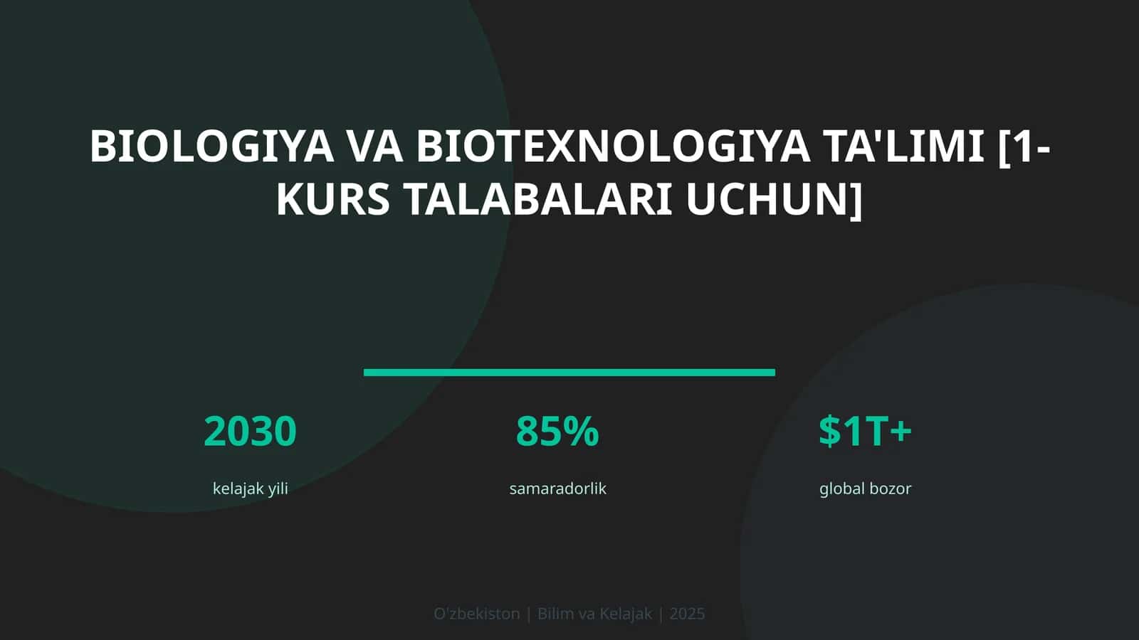 Biologiya va biotexnologiya ta'limi [1-kurs talabalari uchun]