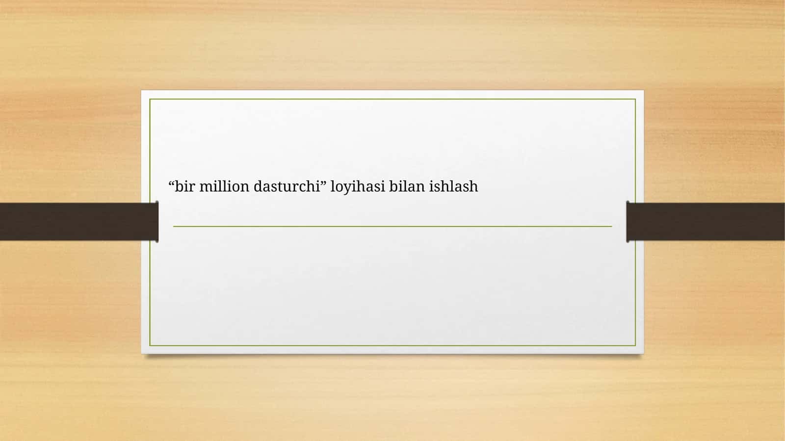 Bir million dasturchi loyihasi bilan ishlash