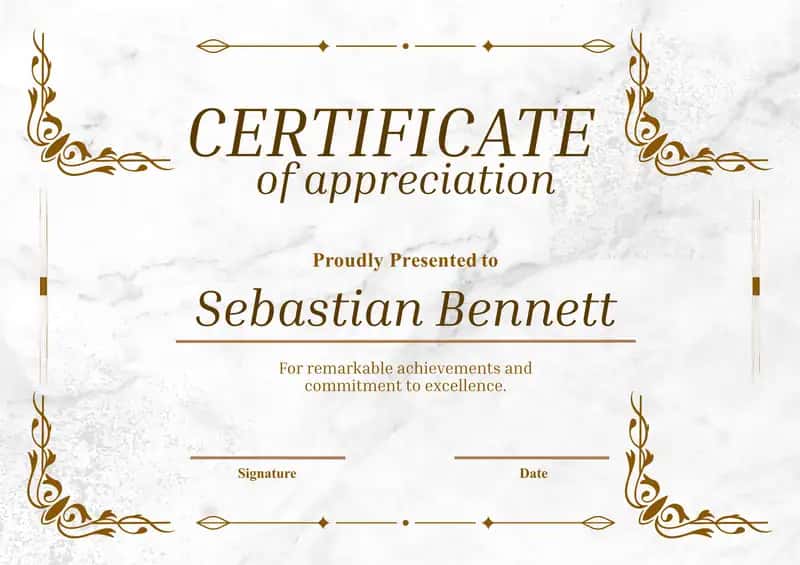 CERTIFICATE of appreciation