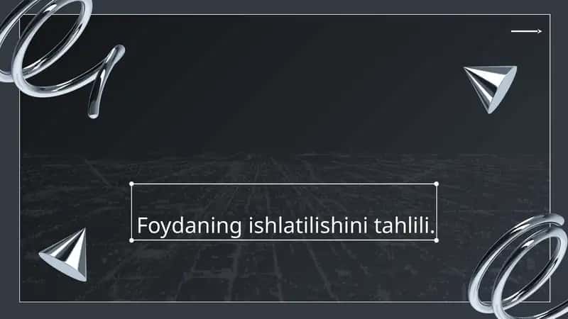 Foydaning ishlatilishini tahlili