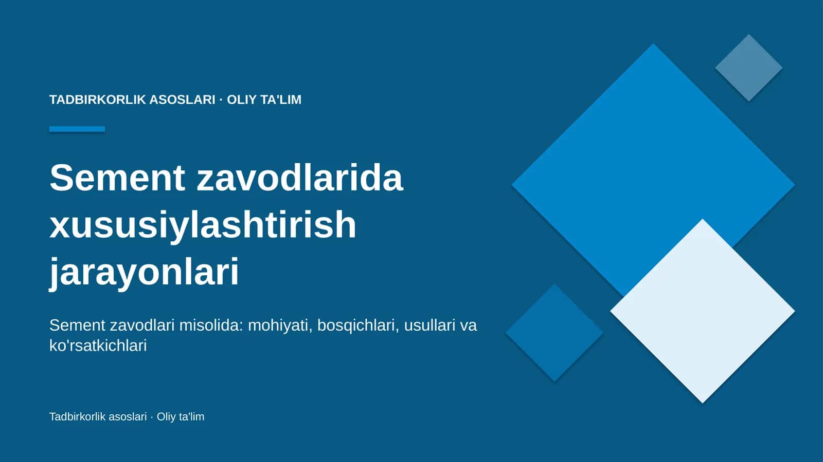 Sement zavodlarida xususiylashtirish jarayonlari