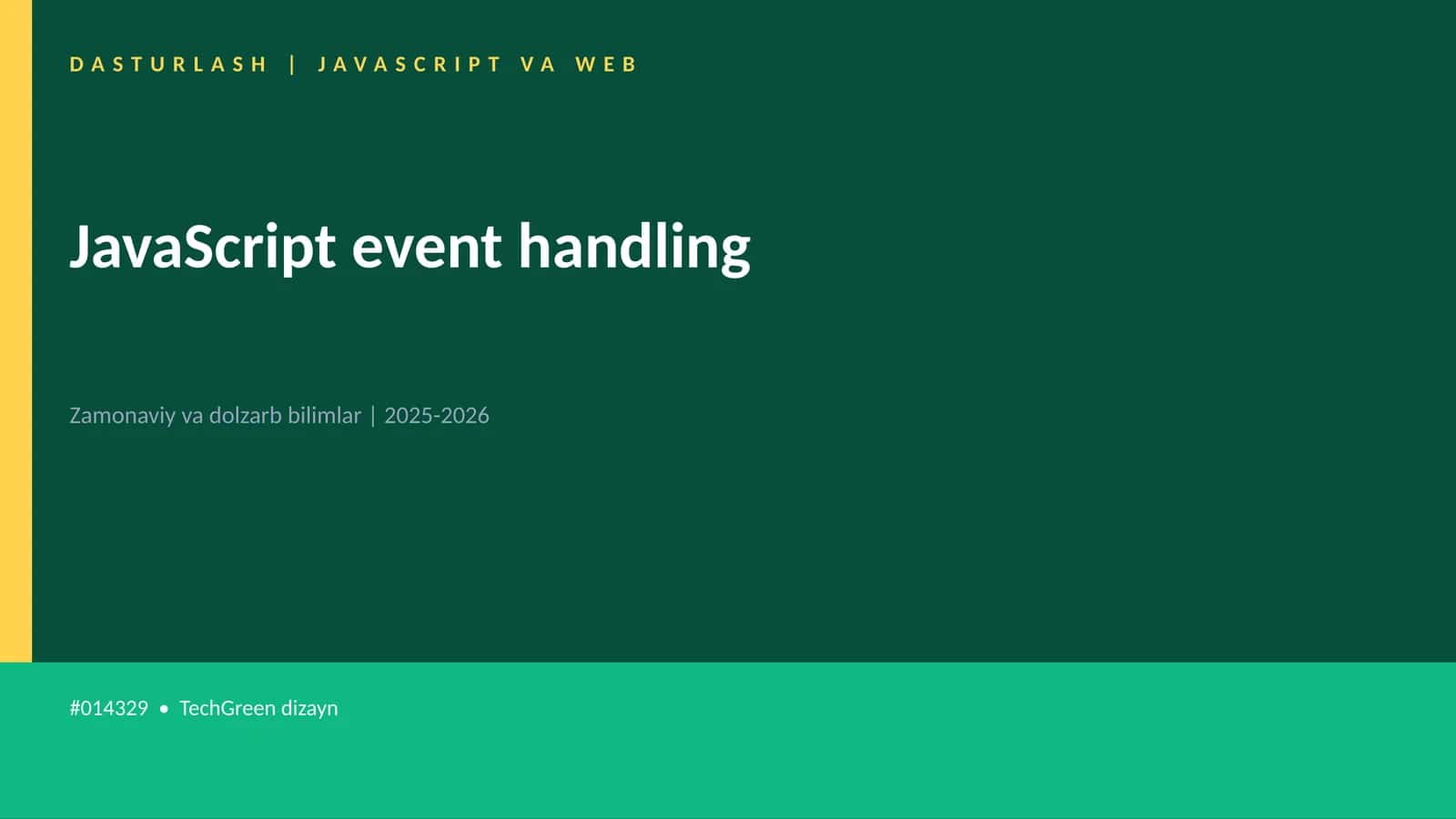 DASTURLASH | JAVASCRIPT VA WEB