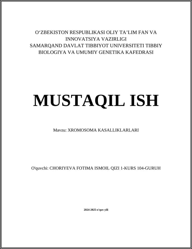 XROMOSOMA KASALLIKLARI