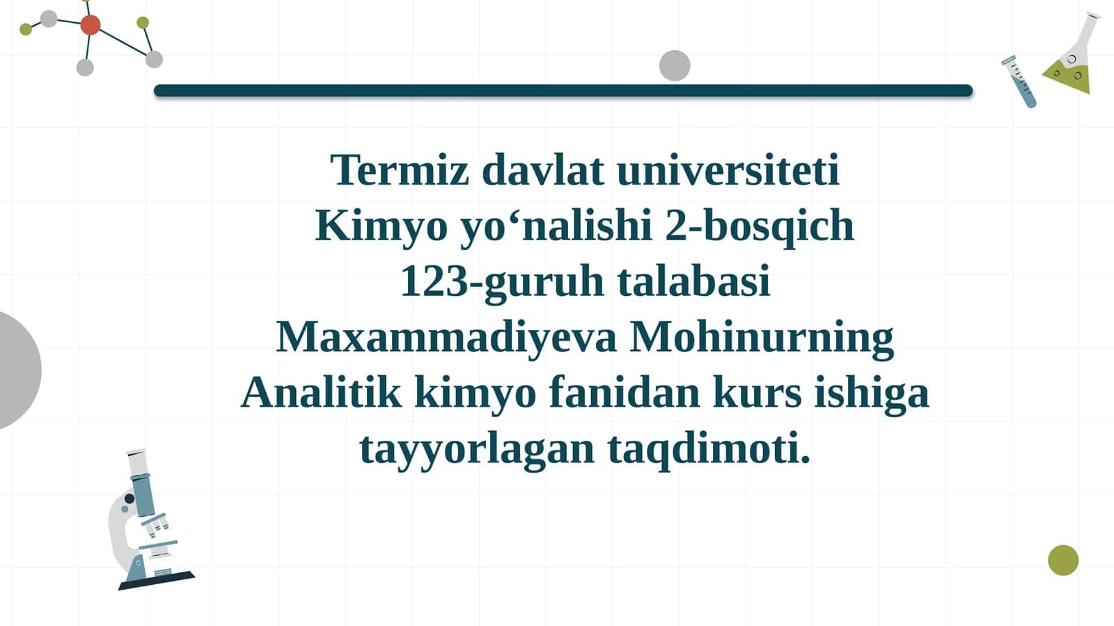 Analitik kimyo fanidan kurs ishi