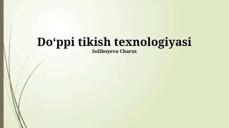 Doppi Tikuv Texnologiyasi