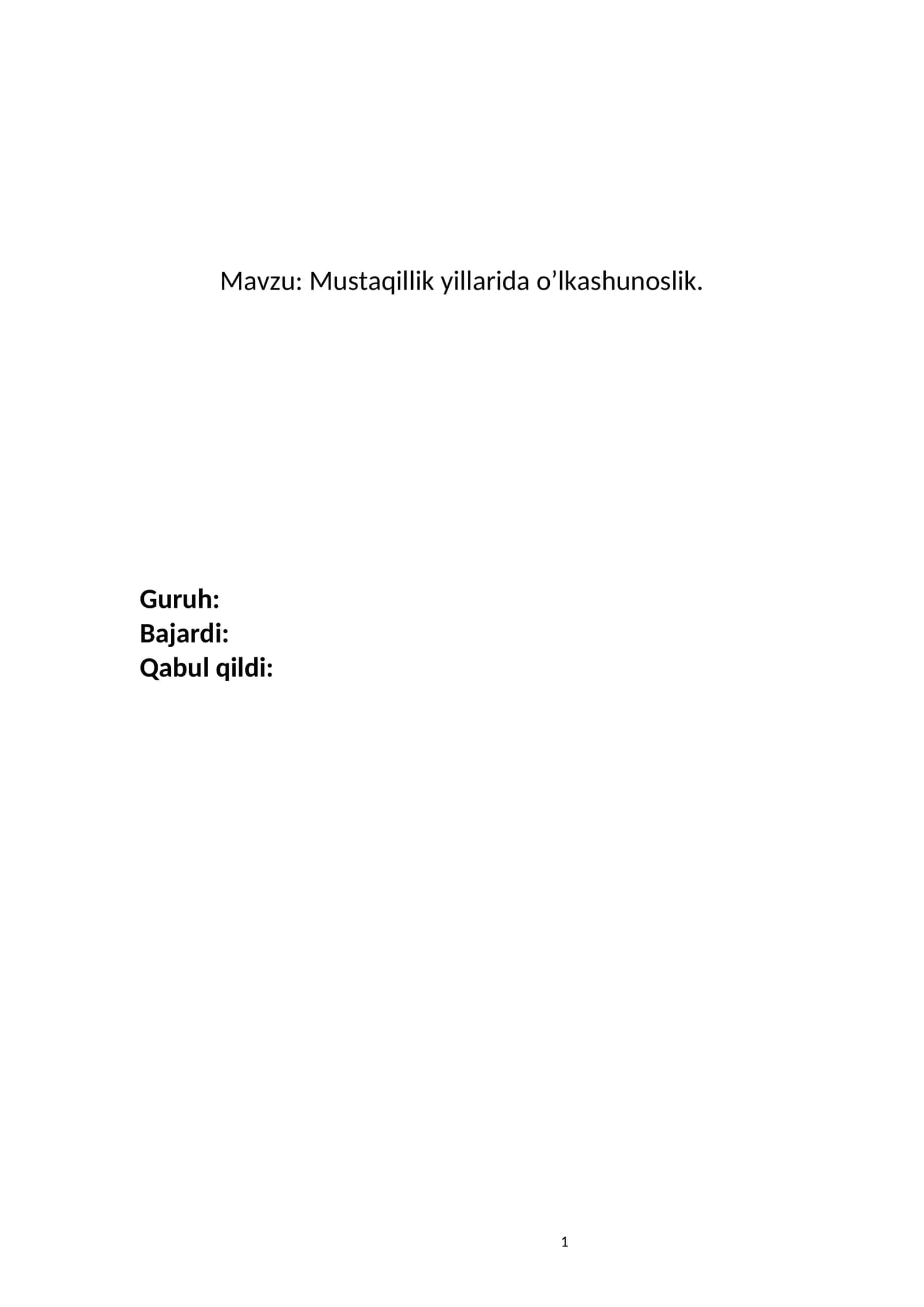 Mustaqillik yillarida o‘lkashunoslik
