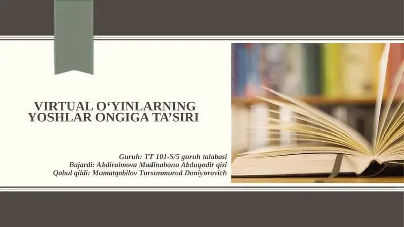 Vertual o‘yinlarning yoshlar tarbiyasiga salbiy ta’siri