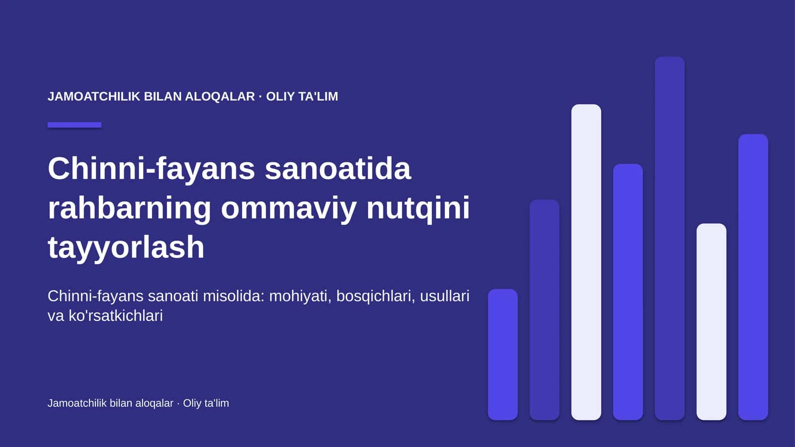 Chinni-fayans sanoatida rahbarning ommaviy nutqini tayyorlash