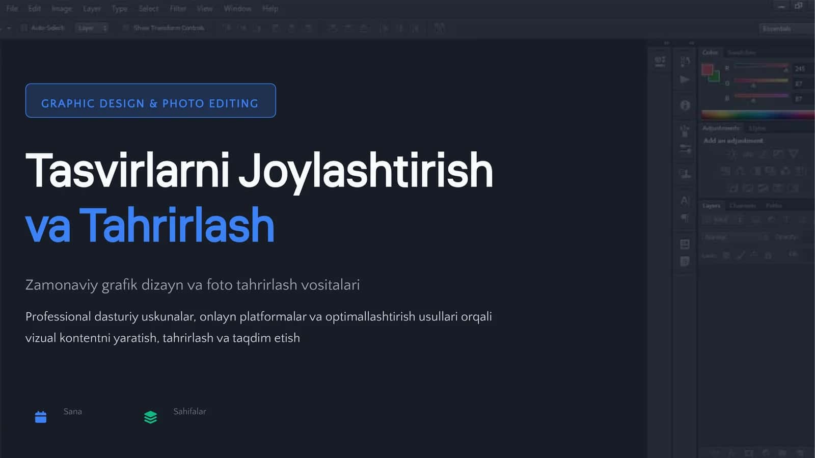 Tasvirlarni Joylashtirish va Tahrirlash