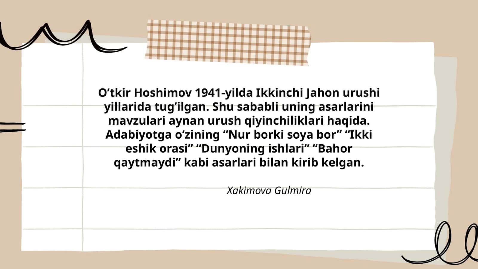 O’tkir Hoshimov asarlari