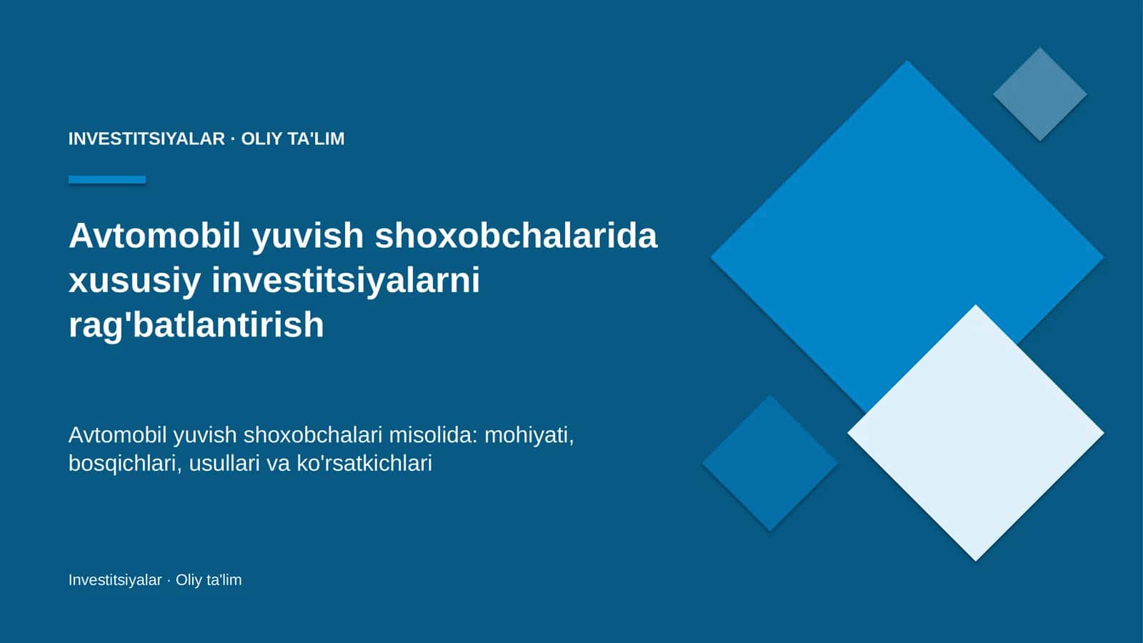 avtomobil yuvish shoxobchalarida xususiy investitsiyalarni rag'batlantirish 4072