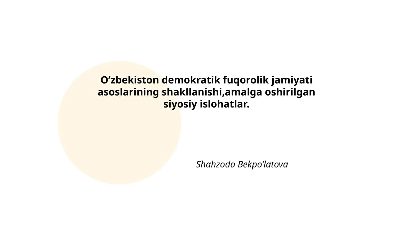 O'zbekiston demokratik fuqorolik jamiyati asoslari