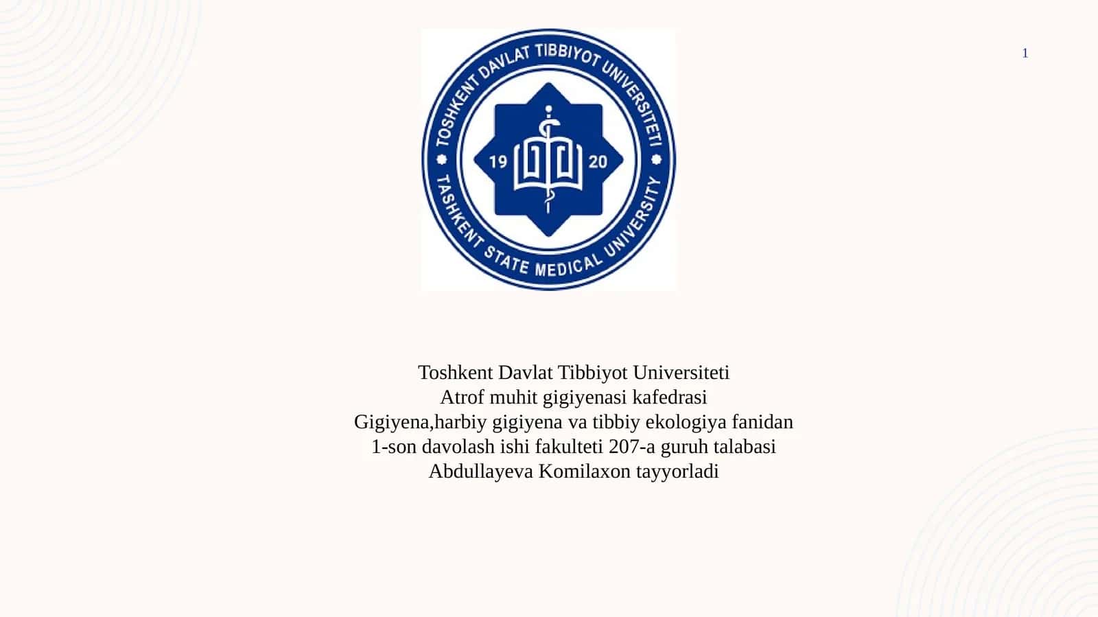 Gigiyena,harbiygigiyenavatibbiyekologiyafanidan