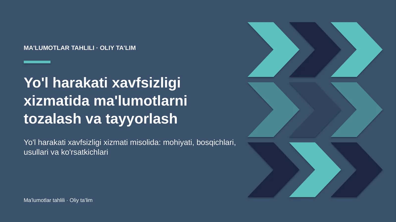 Yo'l harakati xavfsizligi xizmatida ma'lumotlarni tozalash va tayyorlash