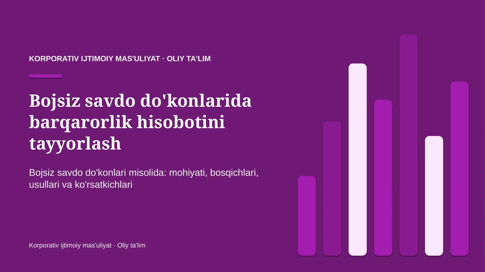 [Bojsiz savdo do'konlarida barqarorlik hisobotini tayyorlash]