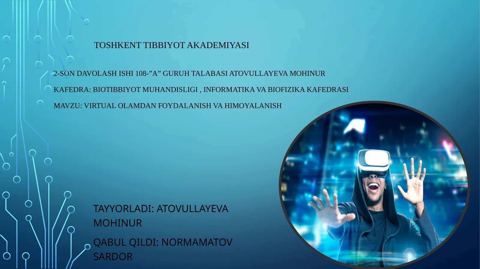 virtual olamdan foydalanish va himoyalanish