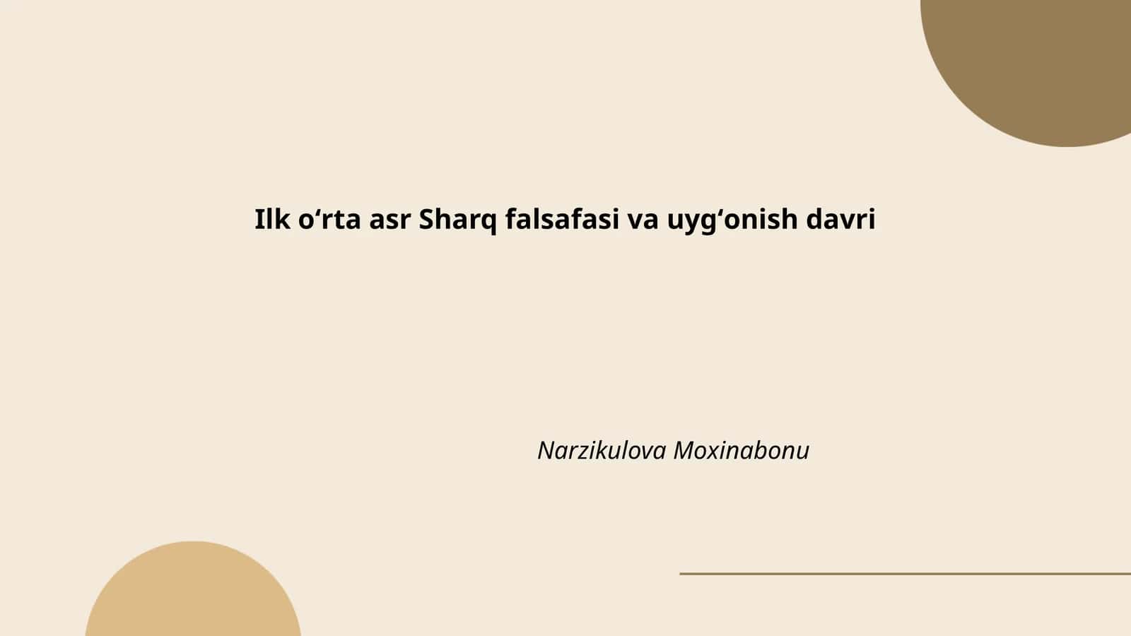 Ilk oʻrta asr Sharq falsafasi va uygʻonish davri