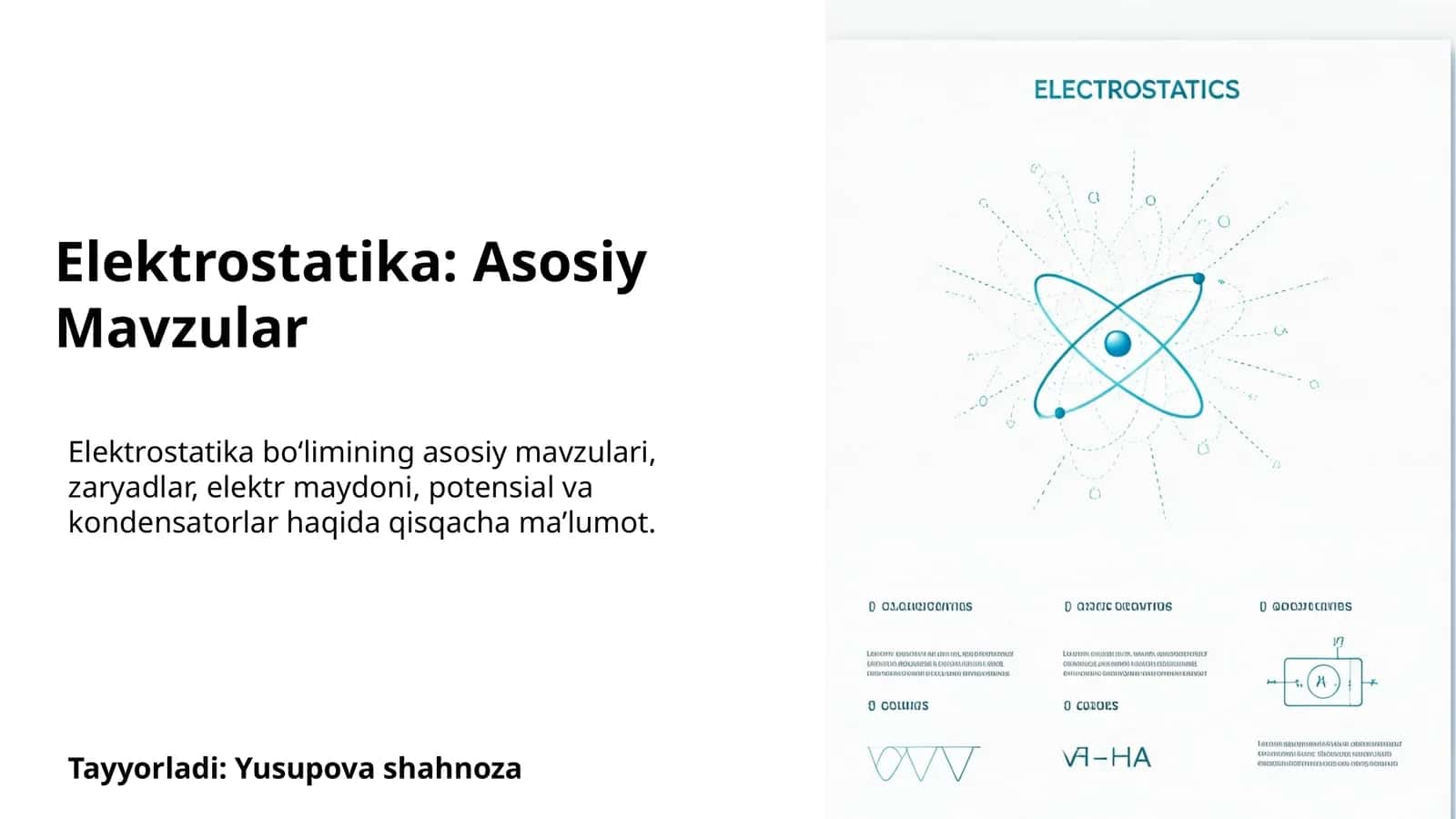 Elektrostatika: Asosiy Mavzular