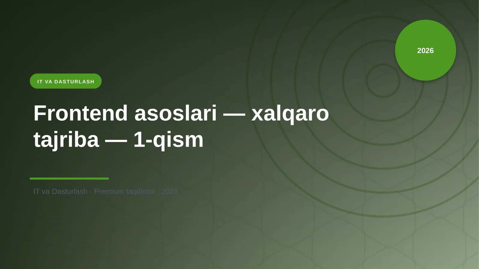 Frontend asoslari — xalqaro tajriba — 1-qism