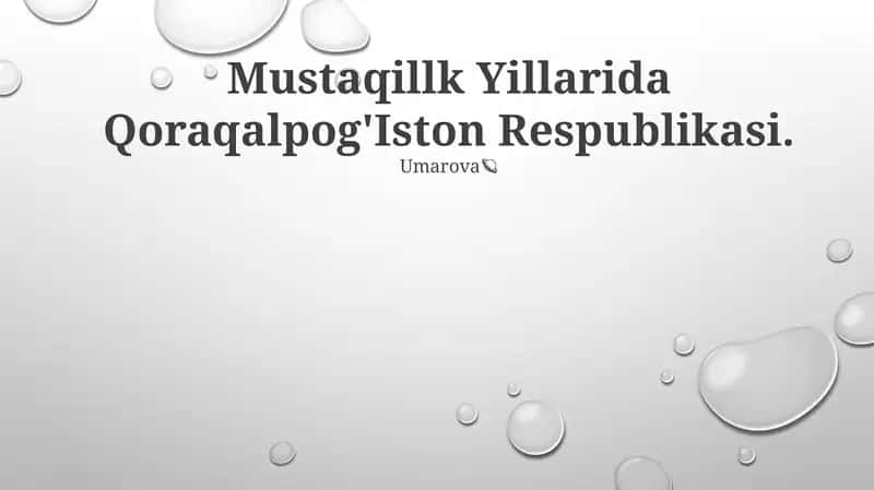Mustaqillk Yillarida Qoraqalpog'Iston Respublikasi