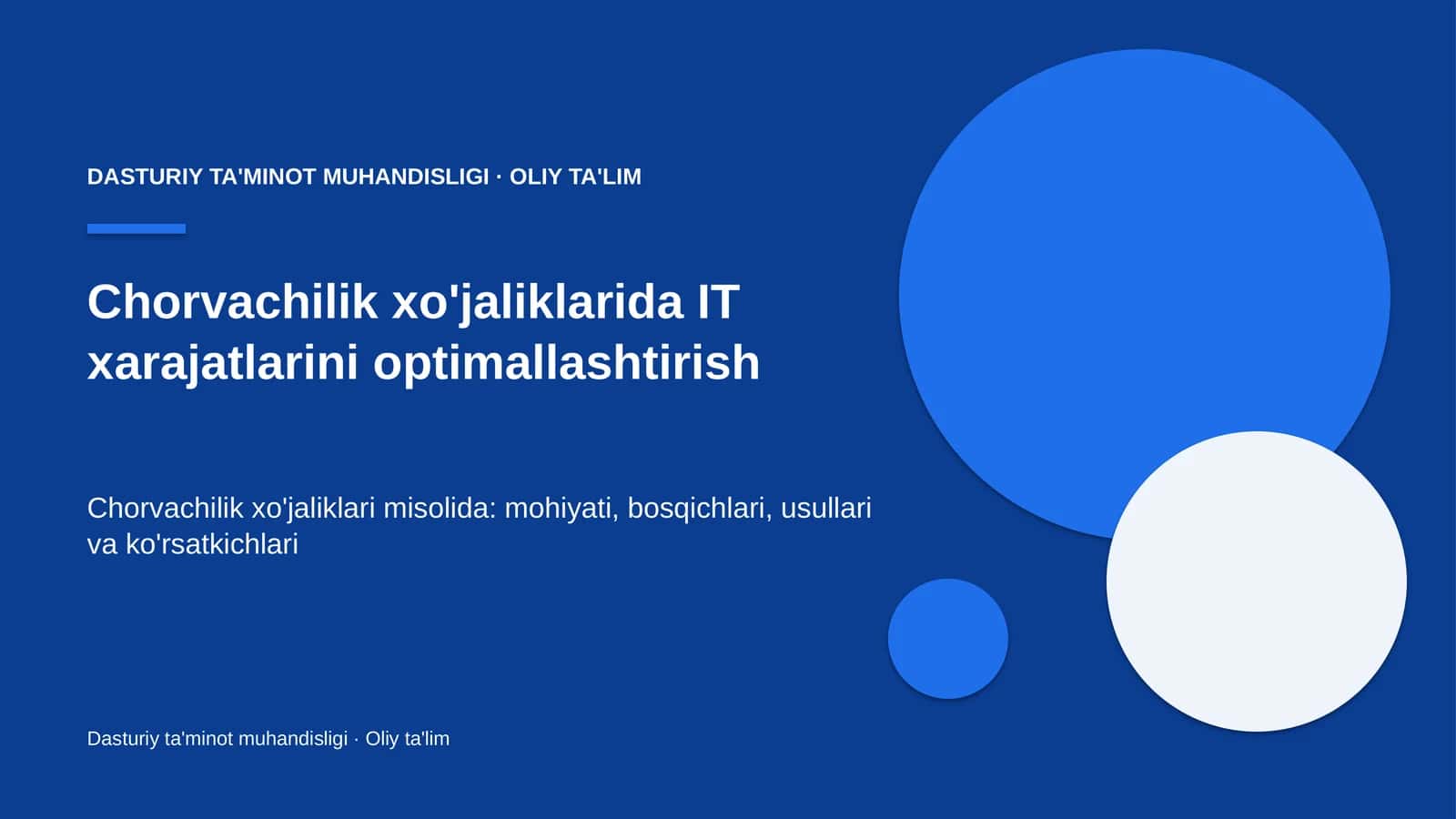 Chorvachilik xo'jaliklarida IT xarajatlarini optimallashtirish