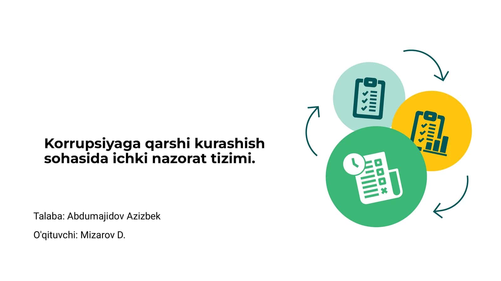 Korrupsiyaga qarshi kurashish sohasida ichki nazorat tizimi