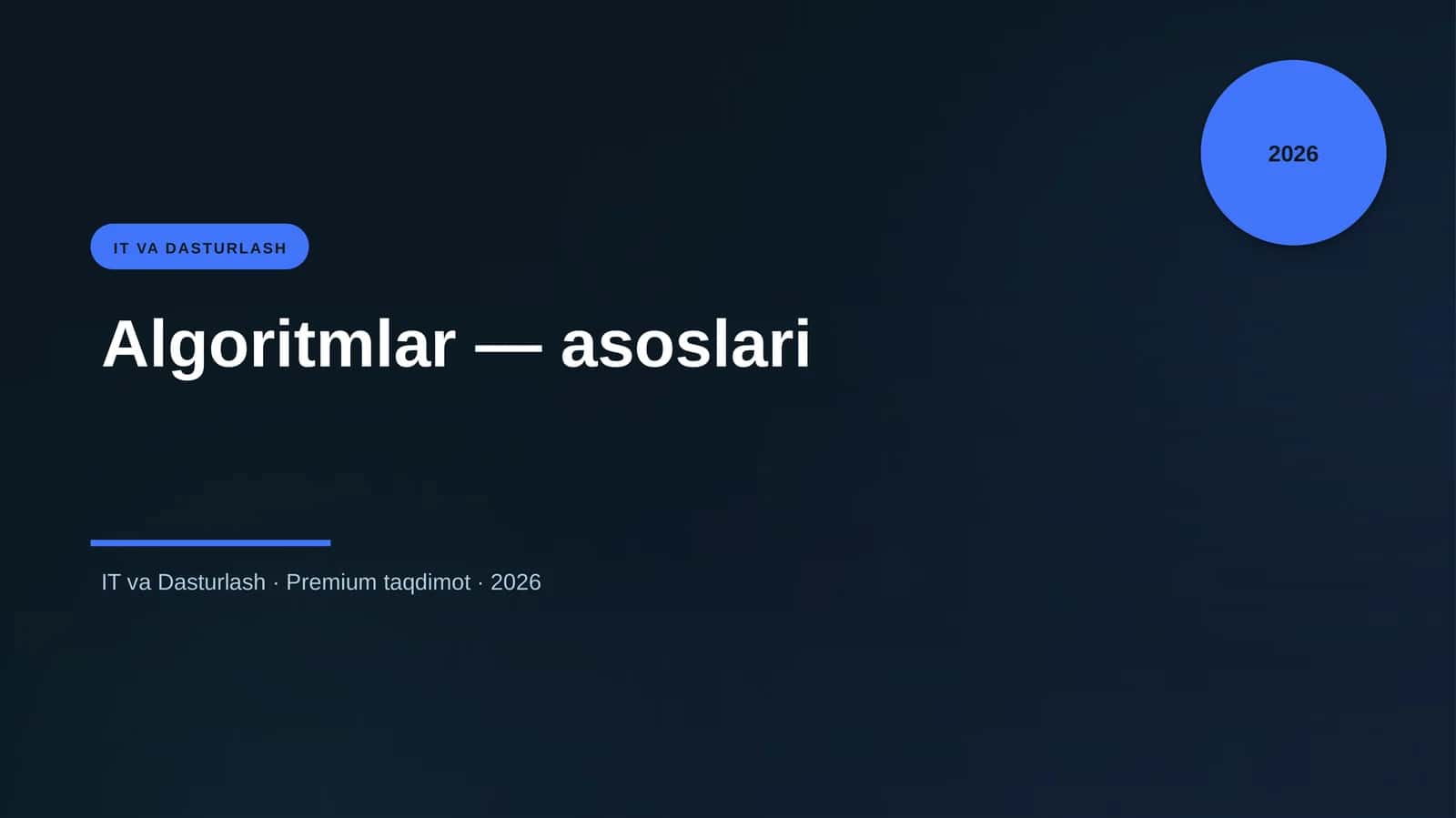 Algoritmlar — asoslari