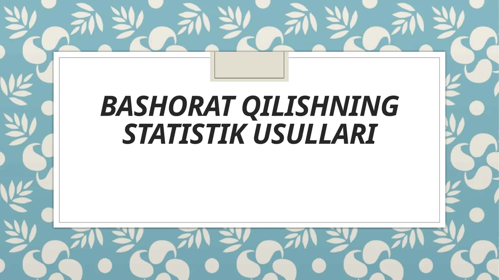 Bashorat qilishning statistik usullari