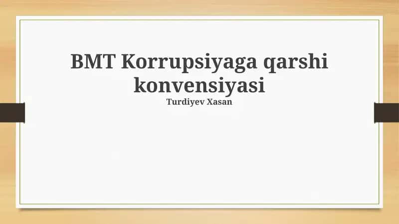 BMT Korrupsiyaga qarshi konvensiyasi