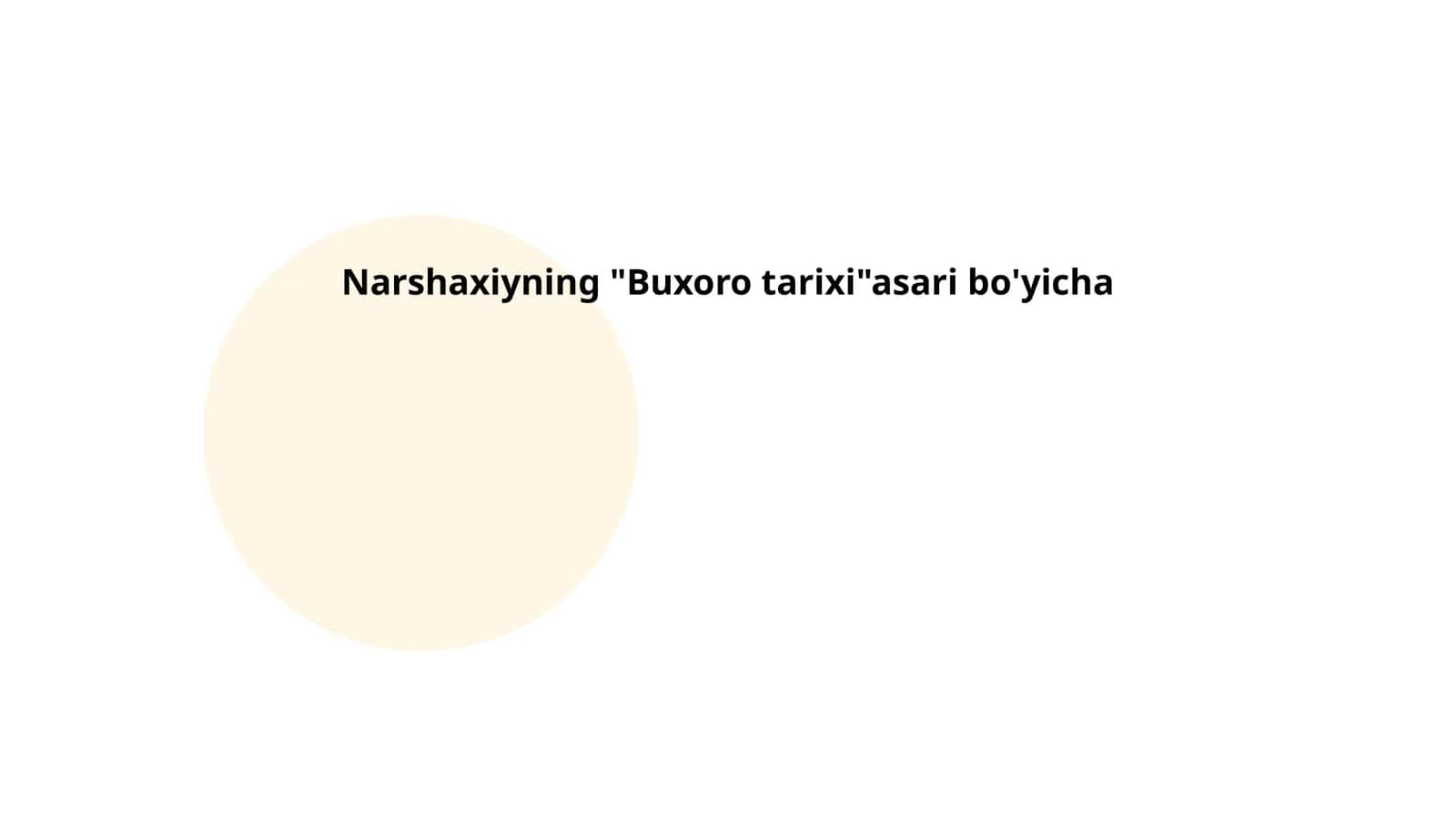 Narshaxiyning "Buxoro tarixi" asari bo'yicha