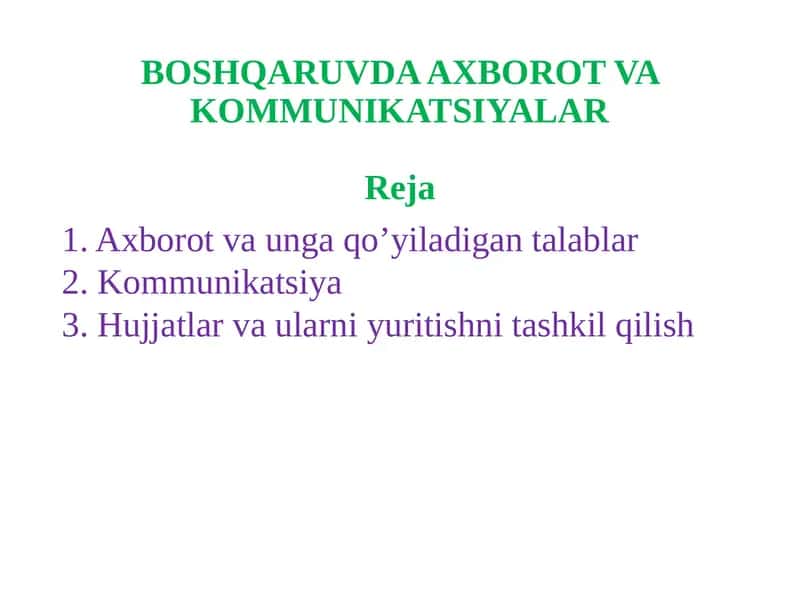 Axborot va kommunikatsiyalar