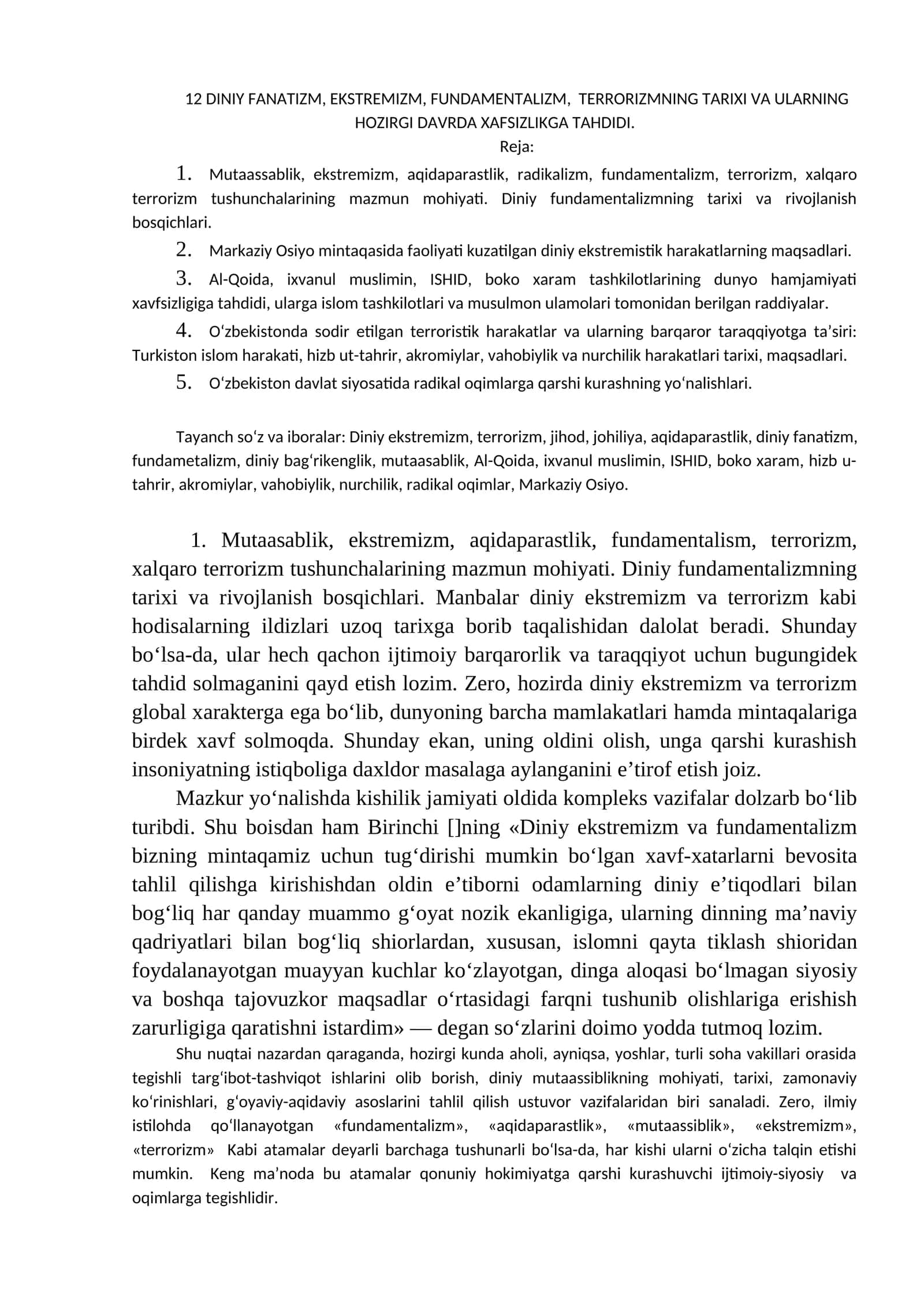 Ekstremizm va terrorizm tarixi