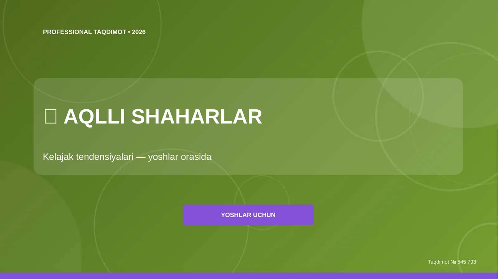 Aqlli shaharlar: kelajak tendensiyalari (yoshlar orasida)