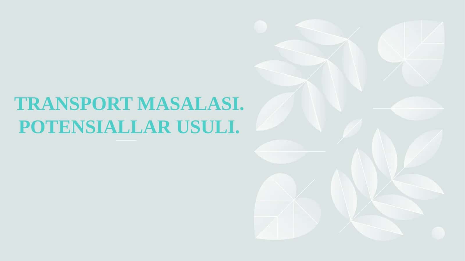 Transport masalasi. Potensiallar usuli.