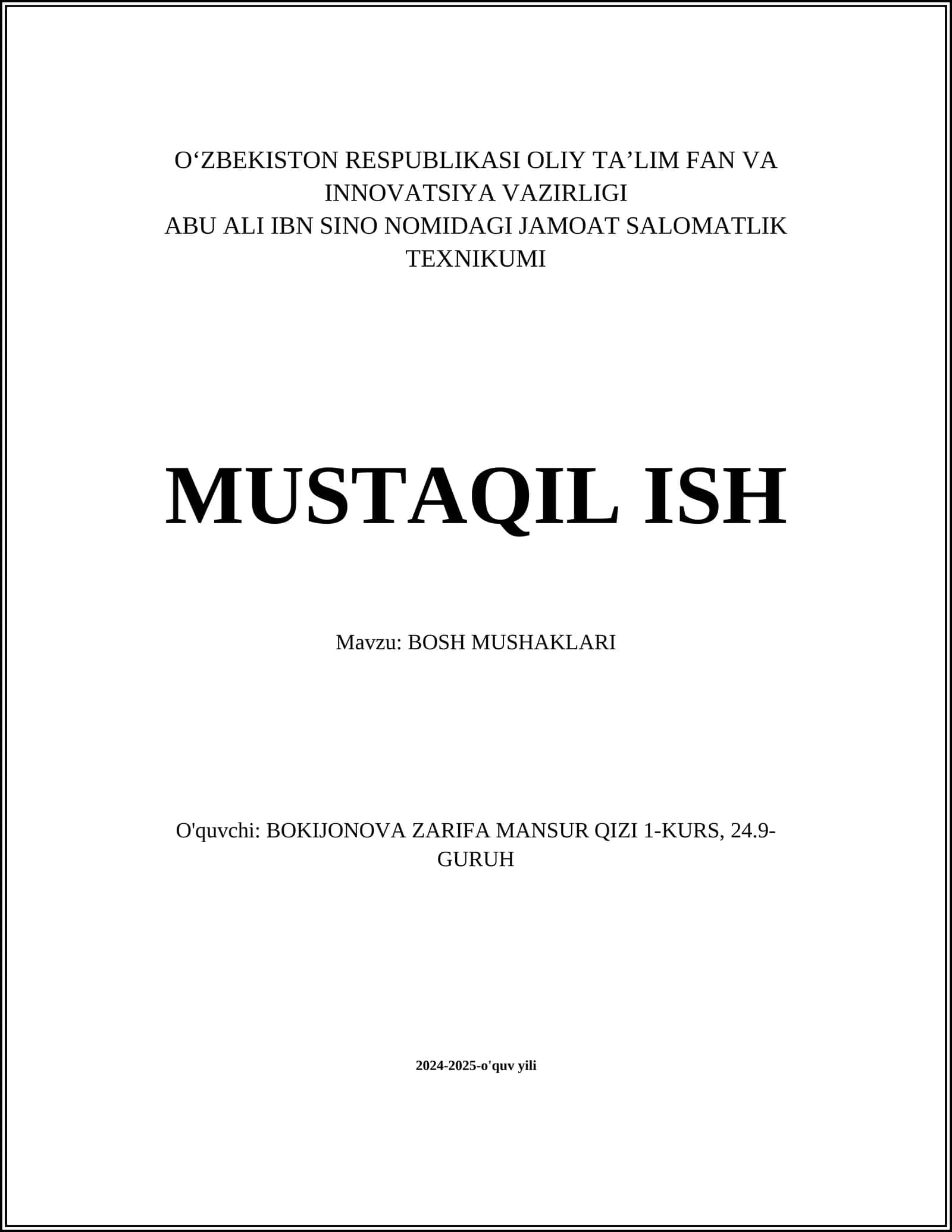 BOSH MUSHAKLARI