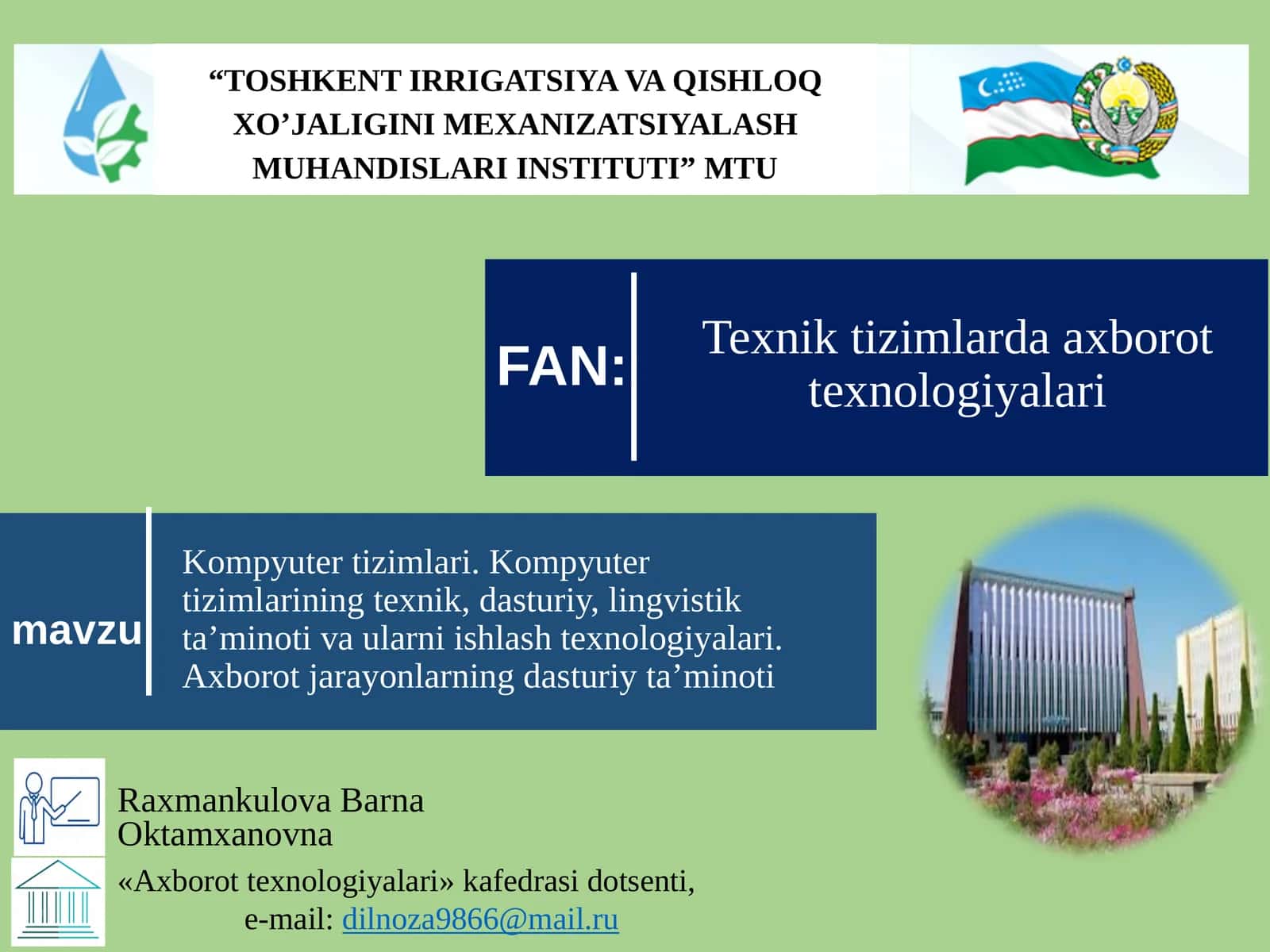 Texnik tizimlarda axborot texnologiyalari