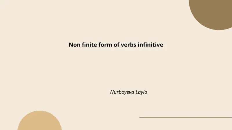 Non finite form of verbs infinitive