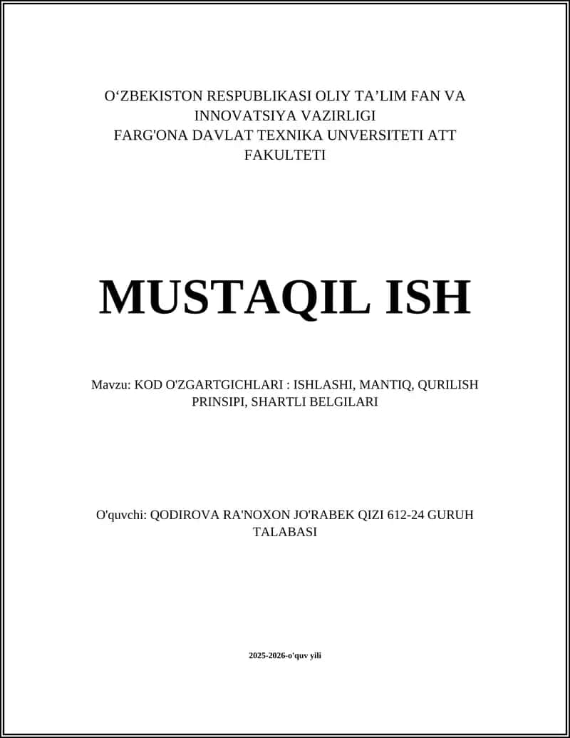 Kod o'zgartgichlari: tushunchasi va klassifikatsiyasi