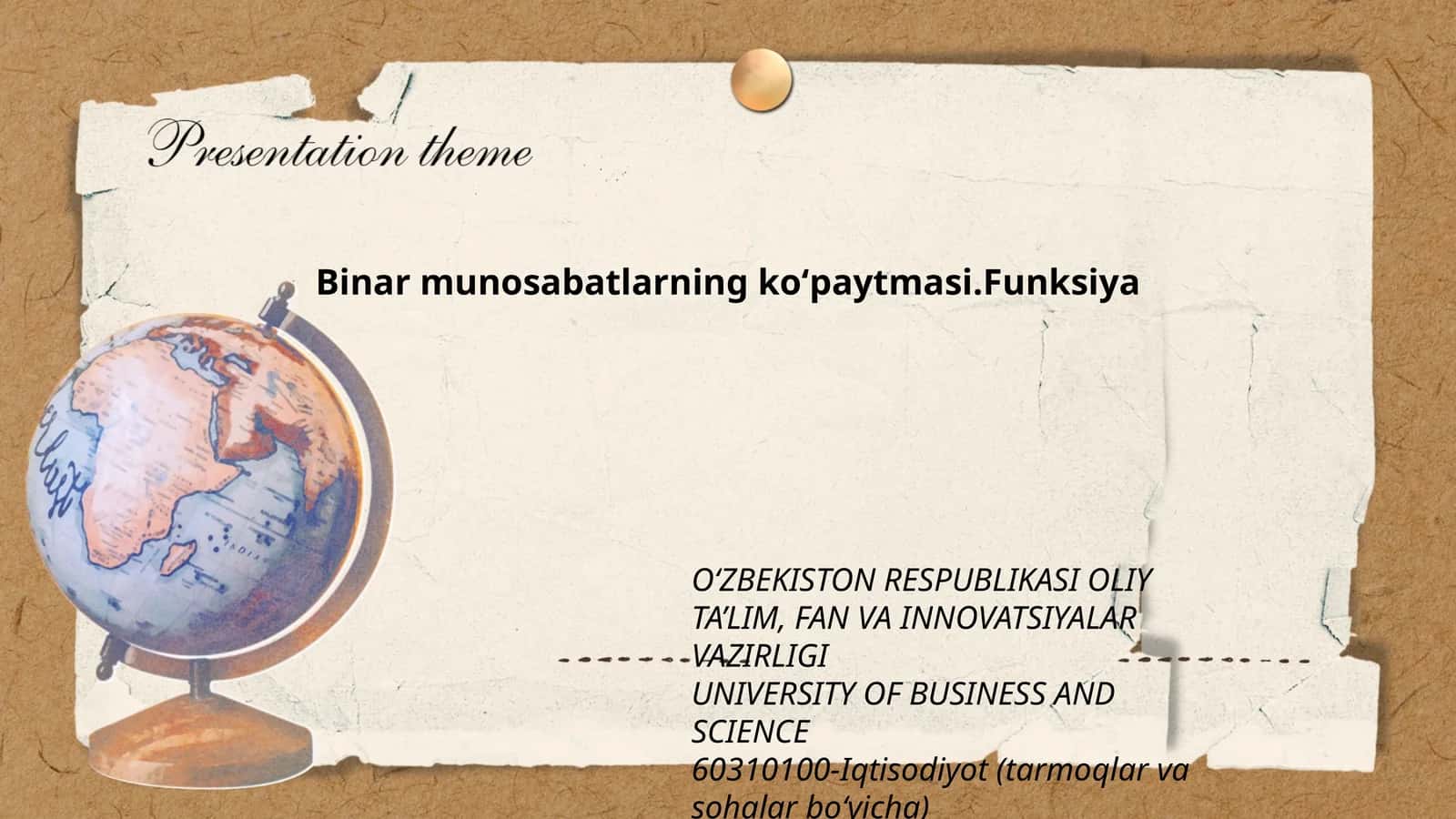 Binar munosabatlarning koʻpaytmasi.Funksiya